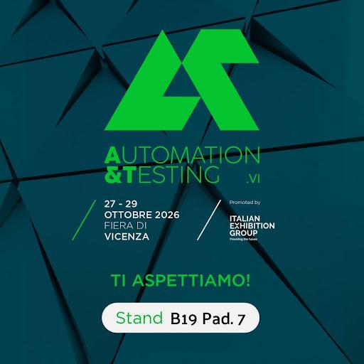 affiche annonçant la participation d'ECB au salon Automation & Testing 2026 à Vicence